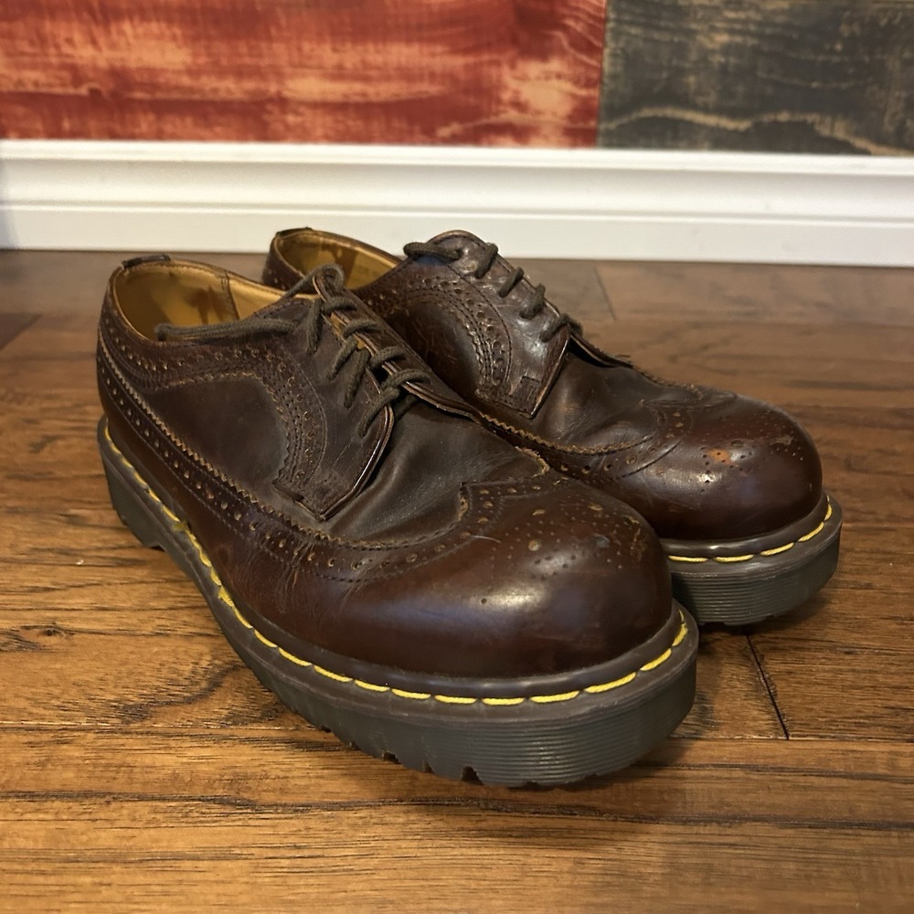 Dr Martens 3989 Crazy Horse Wingtip Brogue Shoes Mens US Sz 8 Made England UK7